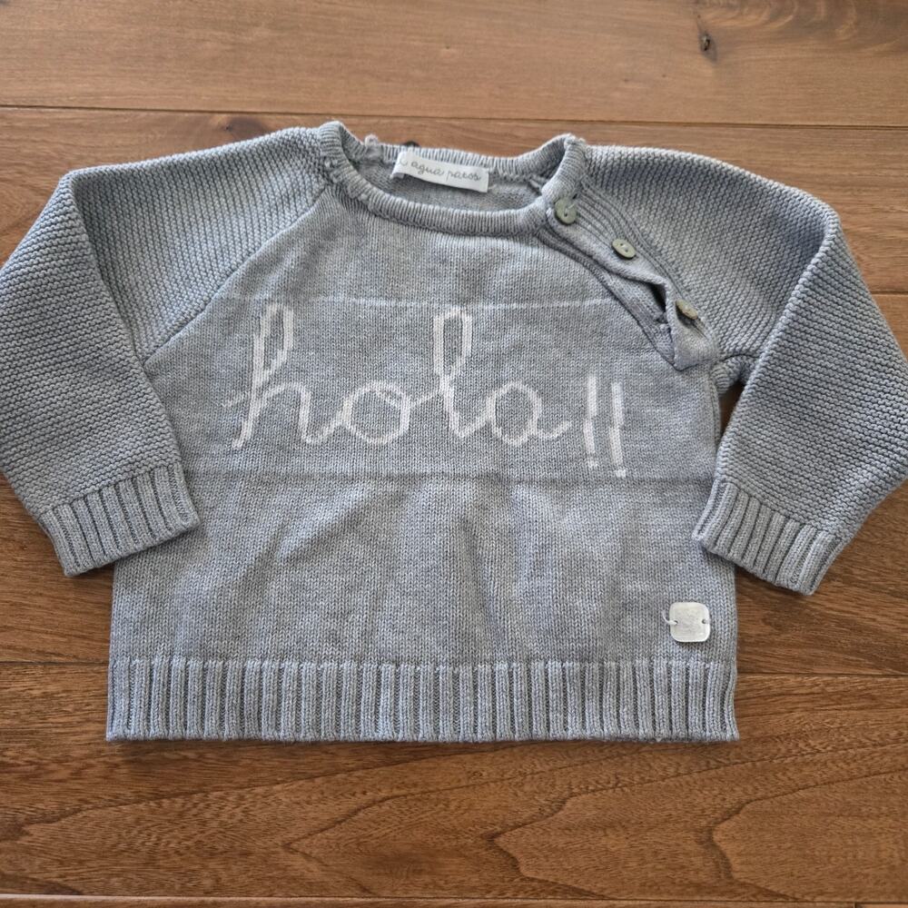 Al Agua Patos Gray Hola Ciao Sweater Cotton Knit Baby‎ 12 Month